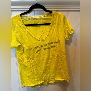 PEACE LOVE WORLD Ladies Woman’s Size Extra Small Yellow Short Sleeve Tee…